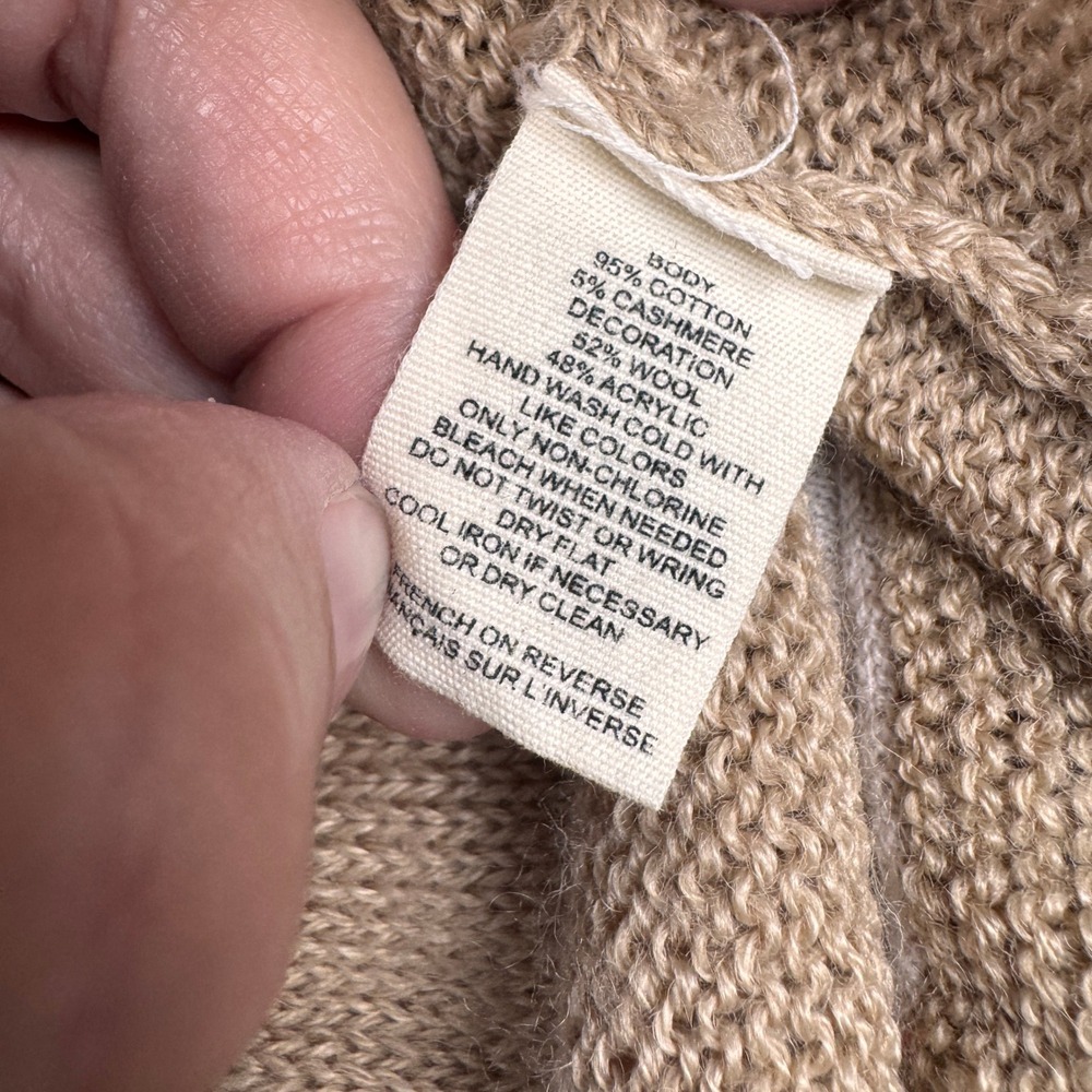 Moth Anthropologie Sweater Womens XS Beige Cowl Neck Peplum Cashmere Blend Knit - Picture 5 of 10